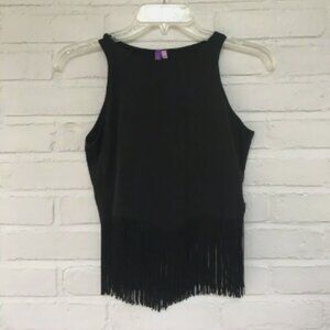 Emma & Sam Black Western Crop Top with Bottom Fringe - Org. $58 - Size M